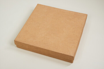 White cardboard gift box with lid, isolated