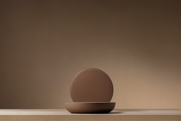 3d render of product podium with brown background