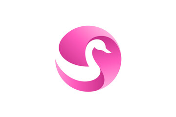 Fototapeta premium Pink Abstract Swan Logo