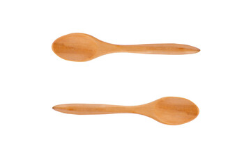 Wooden spoon on white background. 