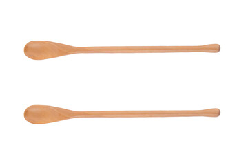 Wooden spoon on white background.
