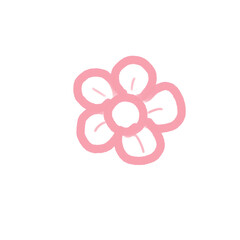 pink flower isolated on white ,pink branch leave outline