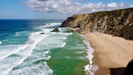 Praia da Adraga beach and rock cliffs of Portuguese coast