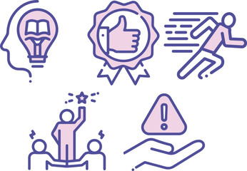 Set of Competition Winner Simple Flat Line Icon