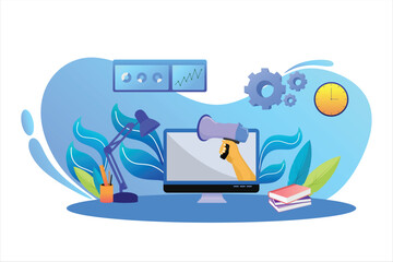 Digital marketing flat design, Market design vector