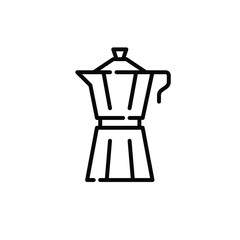 Moka pot. Stove-pot metal coffee maker for home brewing. Pixel perfect, editable stroke icon