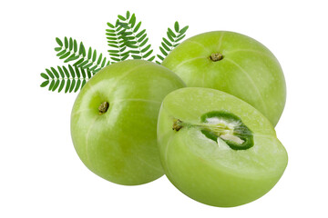 Emblic or Indian gooseberry isolated on a transparent background