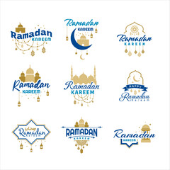 Set of ramadan kareem emblems islamic muslim decoration