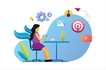 Digital marketing flat design, Market design vector