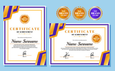 certificate design simple modern a4 luxury certificate blue gold color