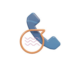Telephone icon with 3d illustration style