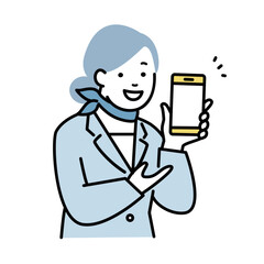 携帯ショップの女性店員のイラスト素材　スマホ