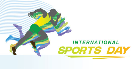 Running Illustration Vector. International Sports Day Illustration. Graphic Design for the decoration of gift certificates, banners, and flyer