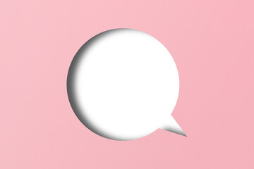 Pink paper cut out shape speech bubble transparent background