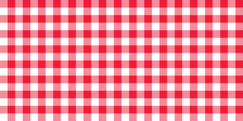 Gingham seamless pattern. Red and white vichy background texture. Checked tweed plaid repeating wallpaper. Fabric design. Vector 