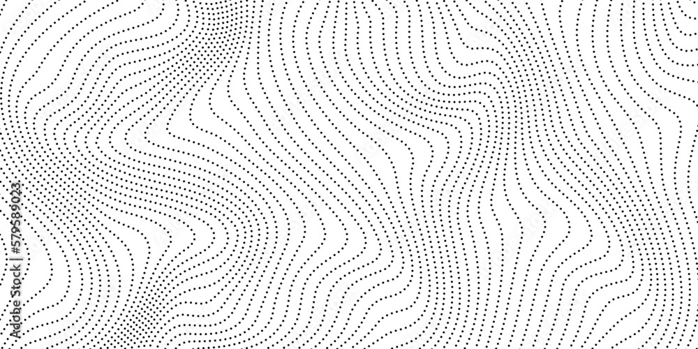 Aufkleber Dotted wave lines background. Abstract stripes texture. Warped and curved lines wallpaper. Vector minimalistic design template