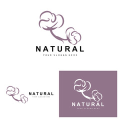 Cotton Logo, Natural Biological Organic Plant Design, Beauty Textile and Clothing Vector, Soft Cotton Flowers