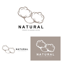 Cotton Logo, Natural Biological Organic Plant Design, Beauty Textile and Clothing Vector, Soft Cotton Flowers