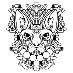  vector black cat head vector illustration