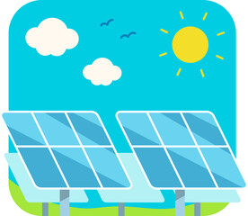 Solar Industry Natural Electric Ecology Energy Environment Technology Flat Icon Illustration