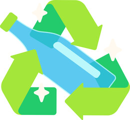 Recyling Waste Recycle Bottle Plastic Technology Green Ecology Flat Icon Illustration