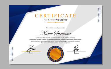 certificate design simple modern a4 luxury certificate blue gold color