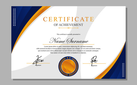certificate design simple modern a4 luxury certificate blue gold color