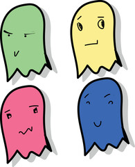 set of cartoon ghosts