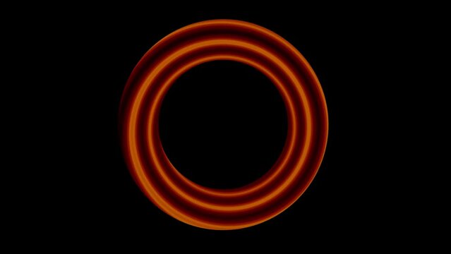 Seamless loop spinning brown vortex textured circle on black background. Circular shaped logo animation