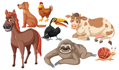 Set of cute animals cartoon character