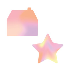 Home and Star gradient holographic mesh fill icon illustration