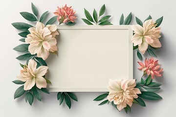 Blank Frame Surrounded by Azalea Flowers. Generative AI