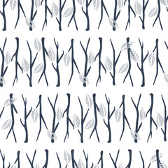 Grey Twig Stripes Seamless Vector Repeat Pattern