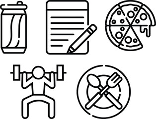 Set of Healthy and Unhealthy Life Icon Set