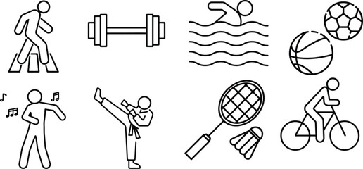 Set of Sports and Workout Line Icon © Natha