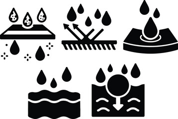 Set of Water Absorb and Waterproof Simple Solid Fill Icon