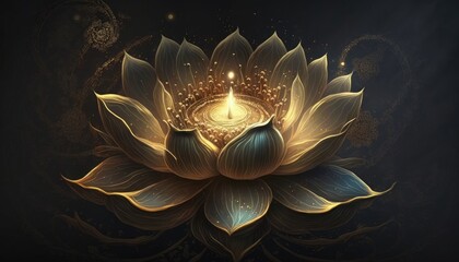 Golden Lotus Illustration for Buddha Purnima Vesak