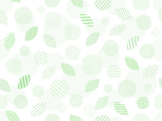 手描き風の葉っぱと円のパターン背景