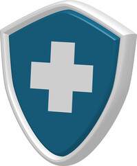 3D medical shield. Health insurance, medical and healthcare concept.