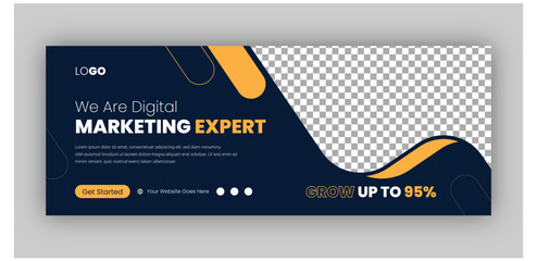 Digital marketing facebook cover web banner template - obrazy, fototapety, plakaty