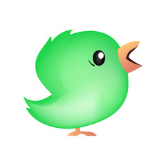 chubby cute small green bird vector illustration clip art