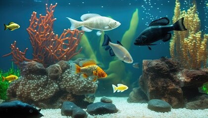 Fototapeta na wymiar cute small mini aquarium in house decor, Generative Ai