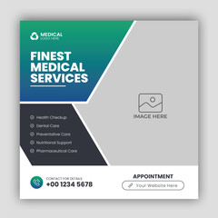 Healthcare medical social media post template for hospital or clinic