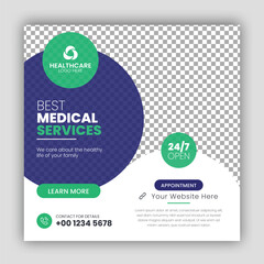 Healthcare medical social media post template for hospital or clinic