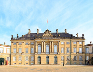 Copenhagen, Denmark. The Royal Palace Amalienborg is an architectural complex of the Rococo style...