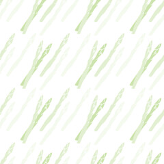 Asparagus seamless pattern on transparent background, flat vector.