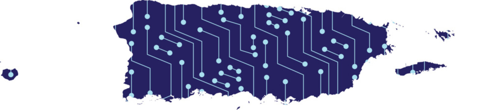 Map of Puerto Rico, network line,dot and structure on dark background with Map Puerto Rico, Circuit board. Vector illustration. Eps 10
