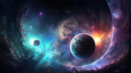 Obraz premium Deep space background illustration. Perfect for wallpapers, banners, backgrounds, and graphic design.