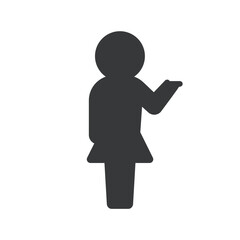 手を差し出して立っている女の人のアイコン･ピクトグラム - こちら･ガイド･案内のイメージ
