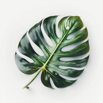 Mons tera Leaf Isolated on White Background